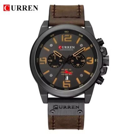 A classic Men's leather chronograph wrist watch